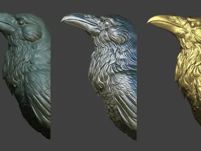 Raven head bust 3D print model