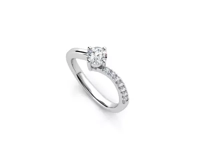 ZDR096 diamond engagement ring gold 3D print model