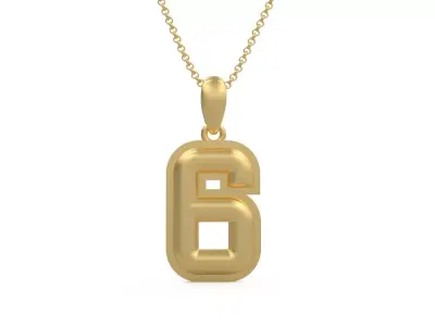 Model 1158 Number 6 Necklace Curved With Border 3D print model