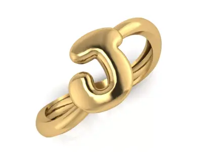 J alphabet bypass shell hallow ring 3D print model