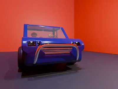 Retro Toon Style Blue Pickup Truck 3D Model Low-poly 3D model