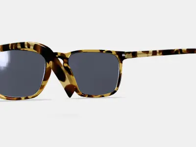 Sutton Low Bridge Fit Sunglasses in Walnut Tortoise Low-poly 3D model