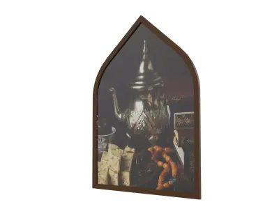 Islamic Arch Photo Frame with Traditional Decor Low-poly 3D model
