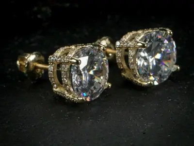 Women Diamond Earrings 3D print model 10