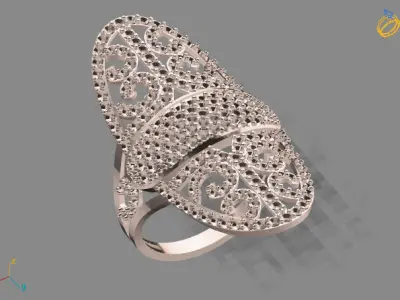 Vintage Womens Diamond Ring Women Rings 3dmodels 3D print model 3D print model get