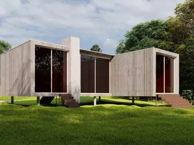 Forest villa-Casa Scene-Modern Villa 3D model