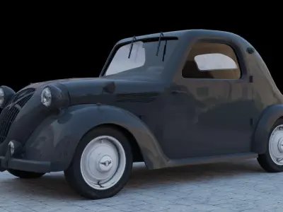 Simca 5 old car Low-poly 3D model