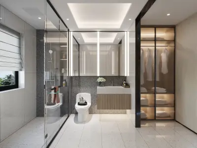 Bedroom-Bathroom-CORONA 3dmodel 3D model modern bedroom inter... 3D model