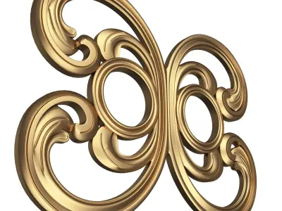 Carved Door Handle Decor 01 Low-poly 3D model