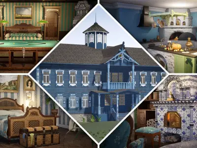 Russian Estate House Unreal Engine 4 Low-poly 3D model