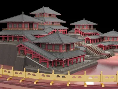 Chinese palace Low-poly 3D model