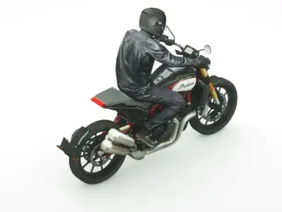 2019 Indian FTR 1200 Low-poly 3D model