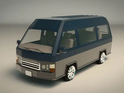 Low Poly Minivan 02 Low-poly 3D model