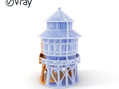 Classic Wooden Water Tower Model Pack for Realistic Environments Low-poly 3D model
