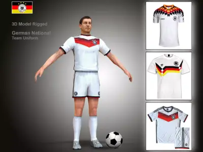 German Soccer Player Rigged Character  Low-poly 3D model