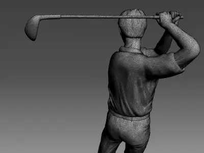 3D Models Golfer bronze statue 3D model