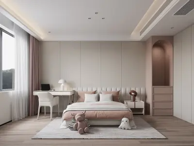 three bedroom interior scenes 3D model