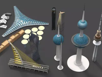 Kuwait Landmark 3D Models Bundle  Modern and Iconic Pack 3D Model Collection