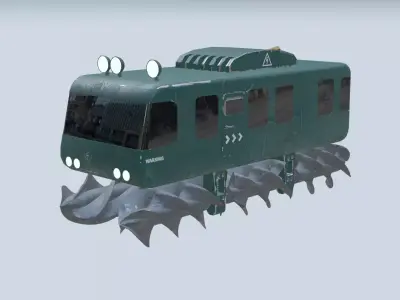 Auger train with spikes Free low-poly 3D model
