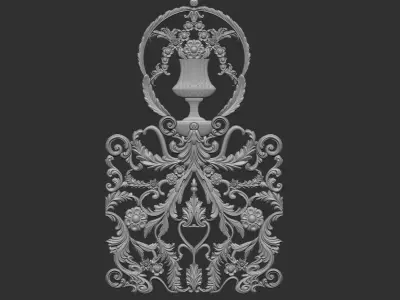 Door art carved relief for steel metal gates 3D model