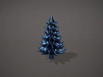 Blue Metal Christmas Tree Ornament Low-poly 3D model