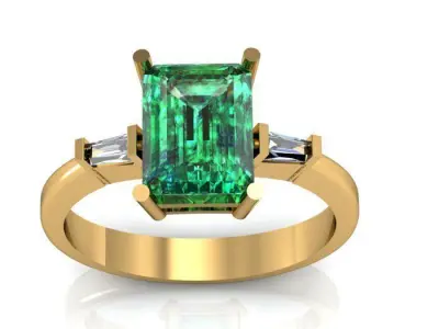 Emerald ring 3D print model buy
