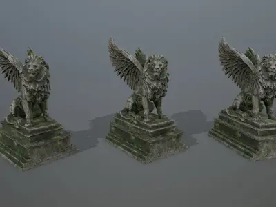 lion statue Low-poly 3D model