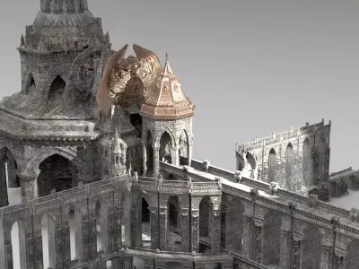 Steampunk Medieval Tower Bridge 2 models 3D model
