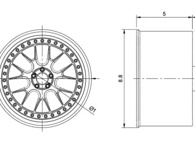3SDM 3 01 RIMS FOR DIECAST 64 SCALE 3D print model
