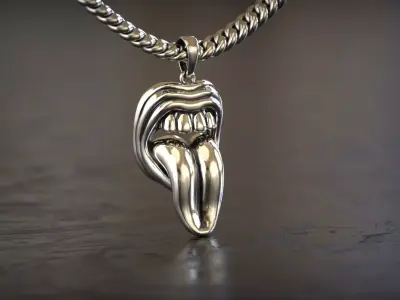 Savage Tongue Mouth Pendant 3D print model