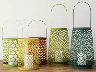 Geometric Lantern Set 3D model