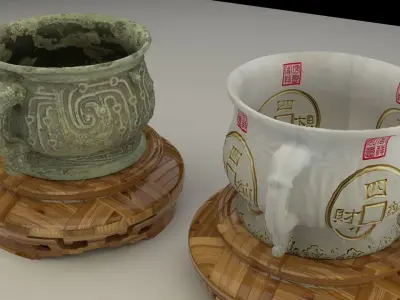chinese display stand with pot 3D model
