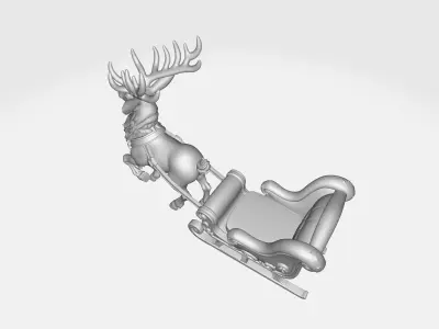 Festive Reindeer Christmas Sleigh Holiday Decor Santa Sleigh 3D print model