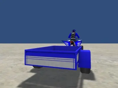 LowPolyQuadBikeWithTrailerandRider 1 yamaha atv game Low-poly 3D model