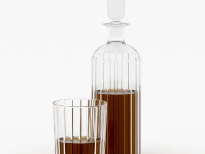Baccarat set of Harmonie round whisky decanter 3D model