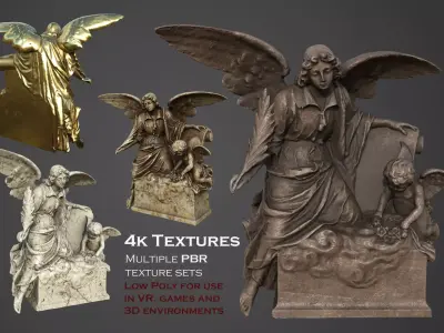 Statue of an Angle 2 Low-poly 3D model