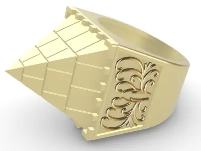 PYRAMID ring gold  3D print model