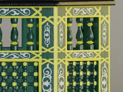 Moroccan octagonal side table 04 3D model