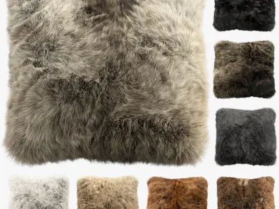 Fur pillows set 2 3D model