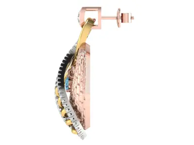 Solitaire Women Drop Earring 3dm STL OBJ FBX Renders Details 3D print model 3