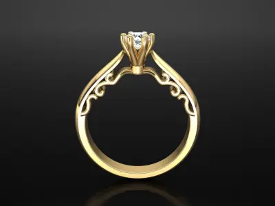 Ring M16 The luxury female ring with gem wedding 3D print model