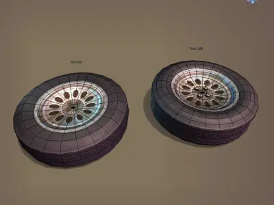 Abandoned Wheel Low-poly 3D model