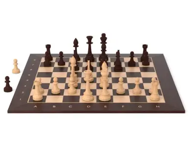 Chessset wooden chess board with pieces Free 3D model