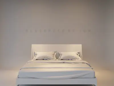 Walnut bed 01 Low-poly 3D model