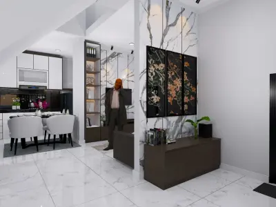 Luxury Modern Interior Design Guest Living room with Kitchen  3D model