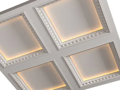 Modern coffered illuminated ceiling 3D model