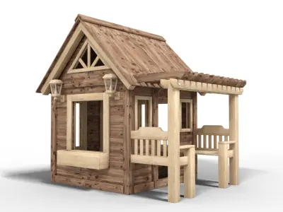 Winter Feeling Wood House For Christmas Low-poly 3D model