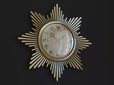 Mid-Century Starburst Clock Low-poly 3D model