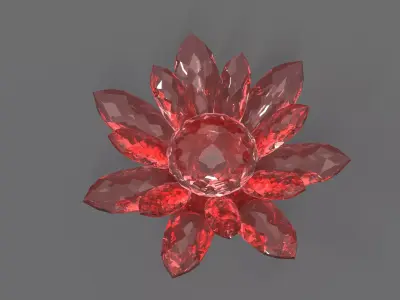 Glass Flower Showpiece Red Low-poly 3D model