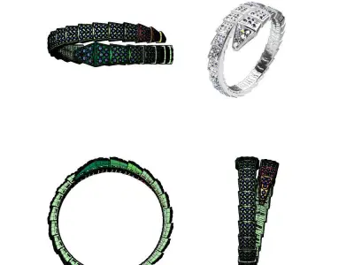 Viper Snake Bracelet Full Pave 3D print model